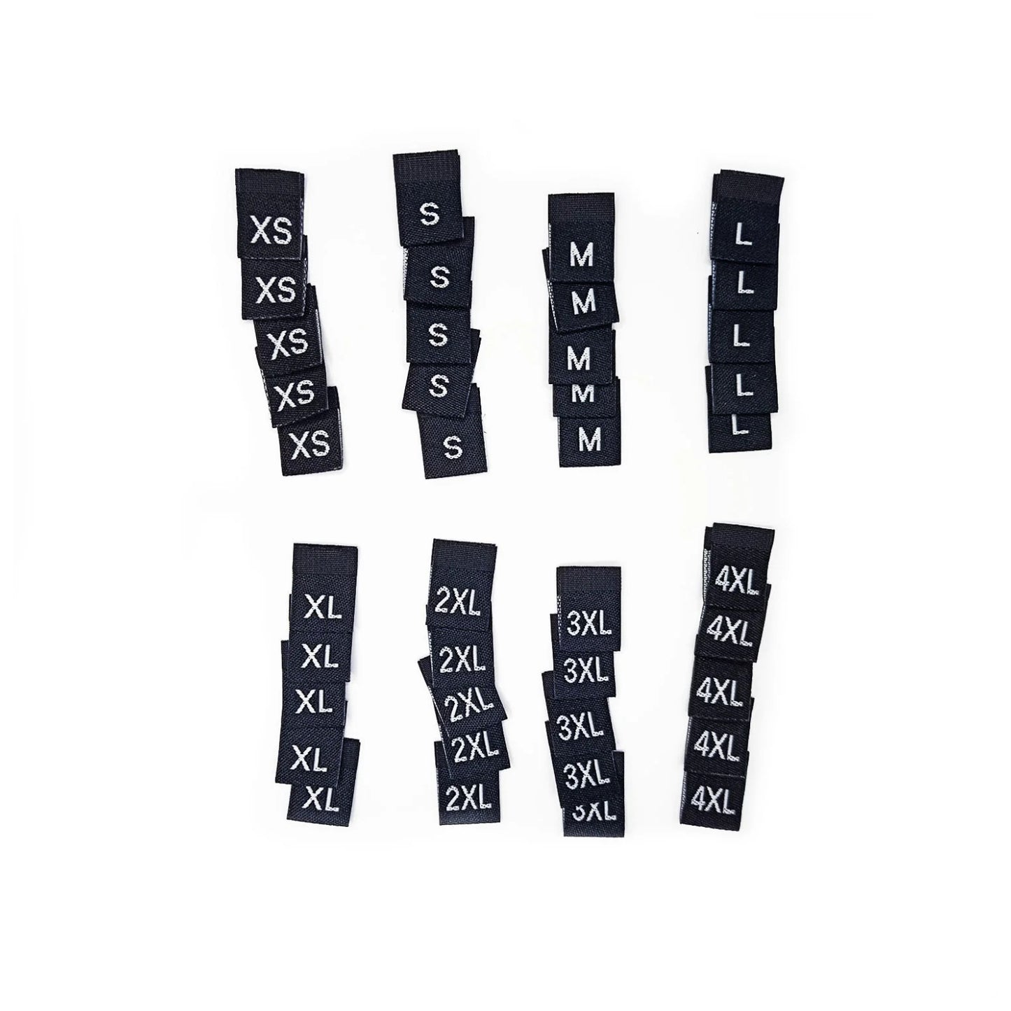 Mixed Clothing Size Label Tags XS S M L XL 2XL 3XL 4XL 5pcs Each Size Black White Garment Clothes T Shirt Dress Fabric Mixed Sets - Black XS/S/M/L/XL/2XL/3XL/4XL