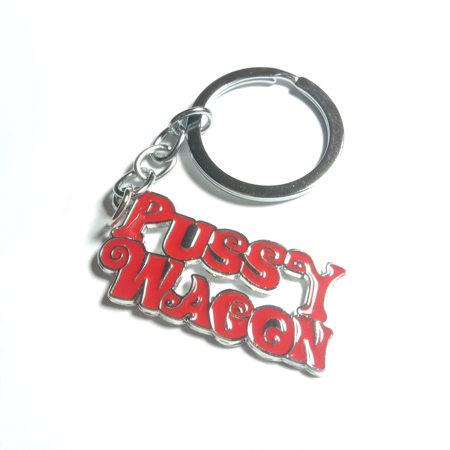PUSSY WAGON Keyring Letter Pendants Accessories Red Colour Alloy Tag Charm