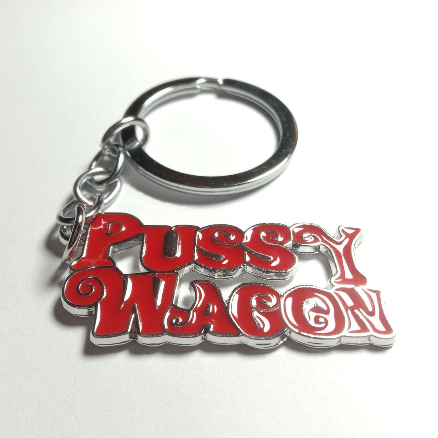 PUSSY WAGON Keyring Letter Pendants Accessories Red Colour Alloy Tag Charm