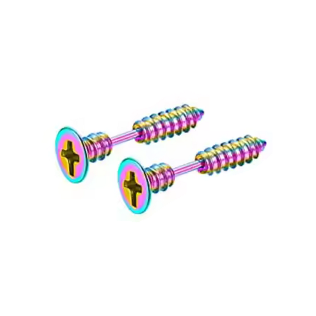 Punk Stainless Steel Stud SCREW Earrings BLUE GOLD SILVER BLACK COLOUR-CHANGING