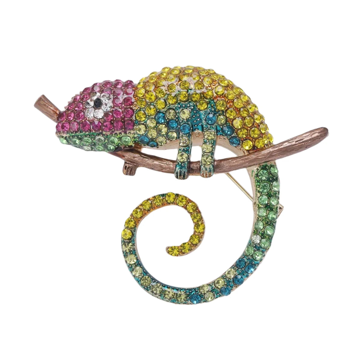 Rhinestone Chameleon Brooches Lizard Large Pin Backed Bright Colours 11 | Asia Sell