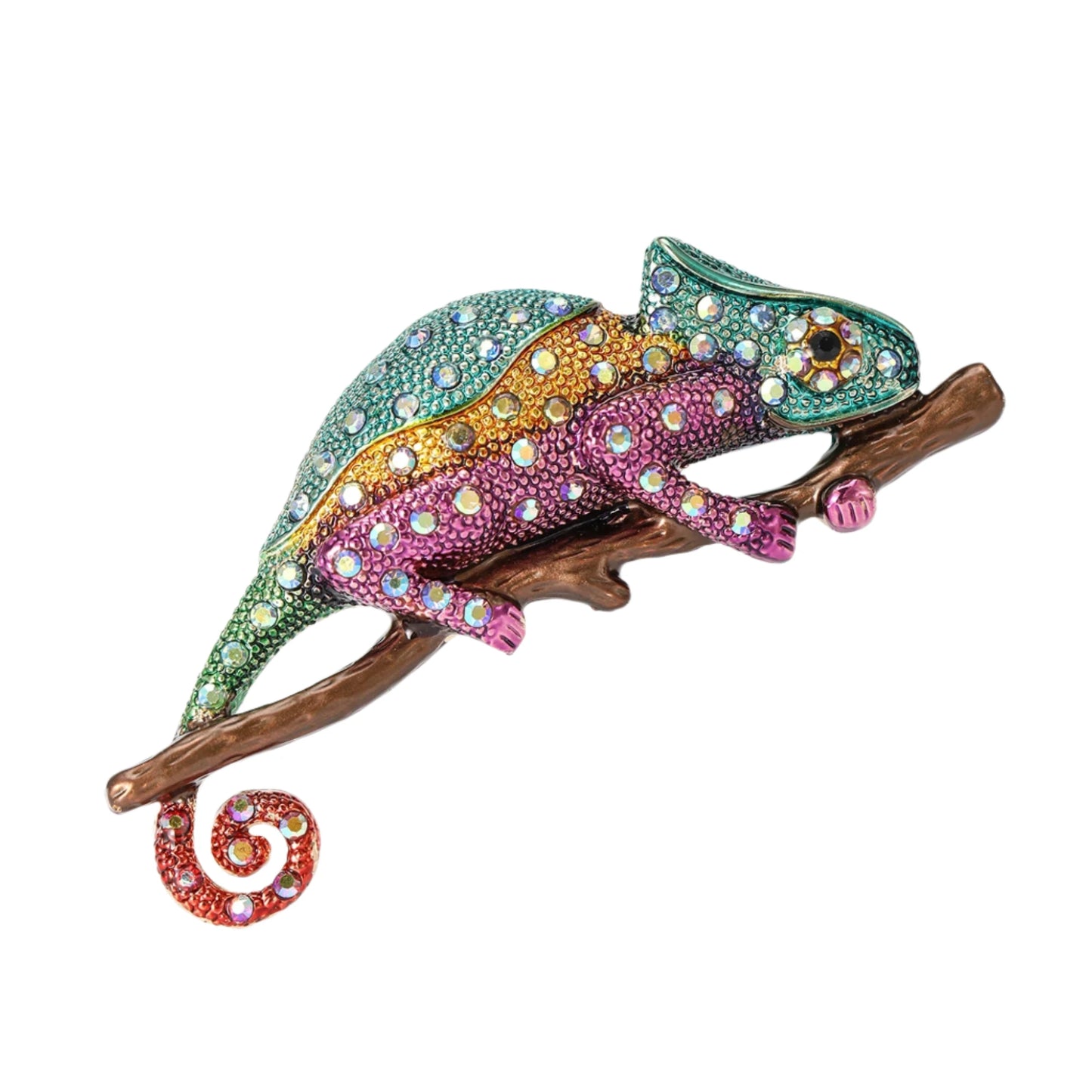 Rhinestone Chameleon Brooches Lizard Large Pin Backed Bright Colours 6 | Asia Sell