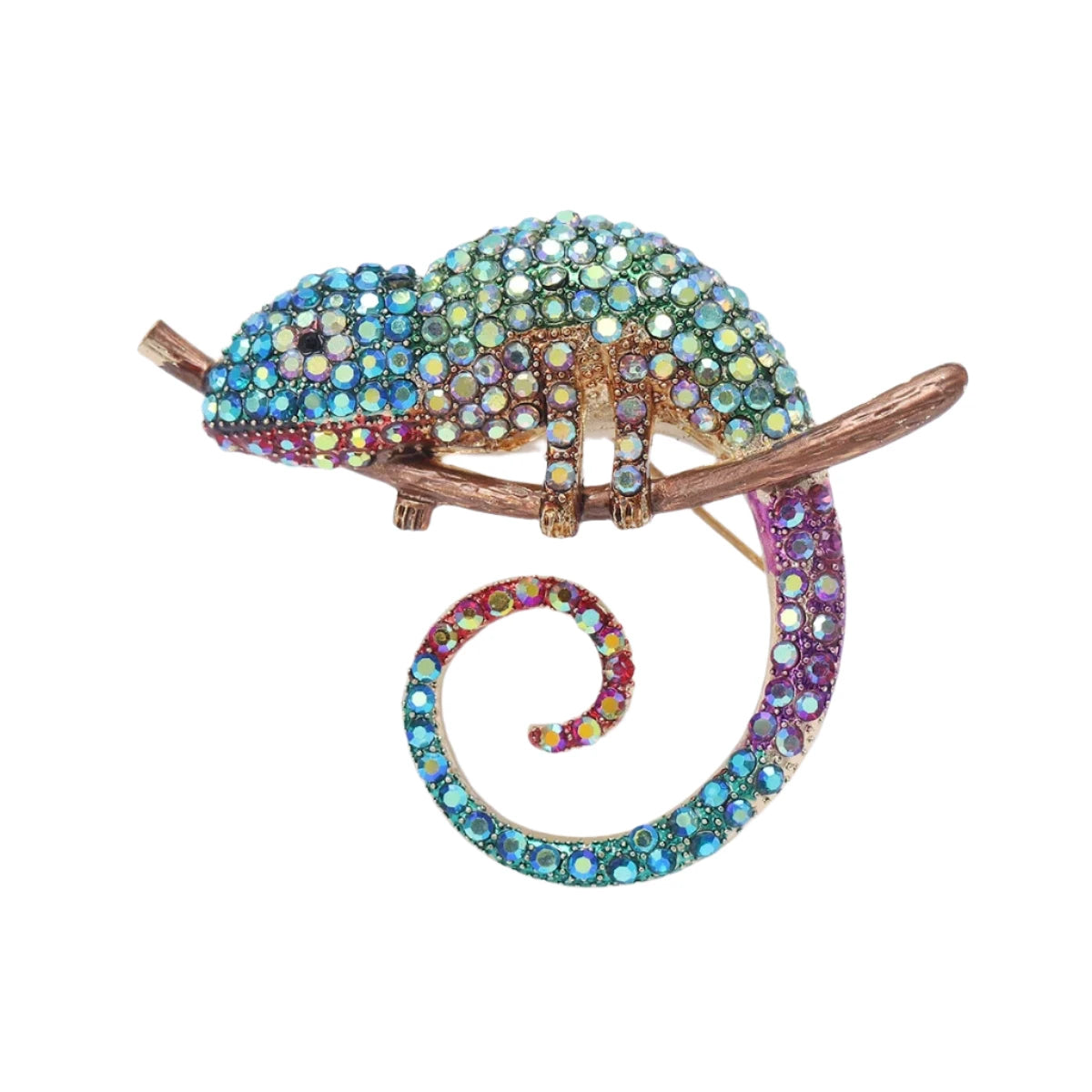 Rhinestone Chameleon Brooches Lizard Large Pin Backed Bright Colours 7 | Asia Sell
