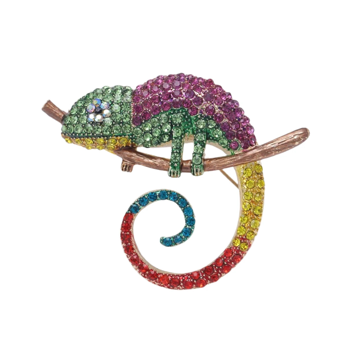 Rhinestone Chameleon Brooches Lizard Large Pin Backed Bright Colours 8 | Asia Sell