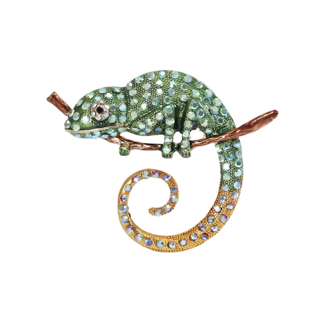 Rhinestone Chameleon Brooches Lizard Large Pin Backed Bright Colours 9 | Asia Sell