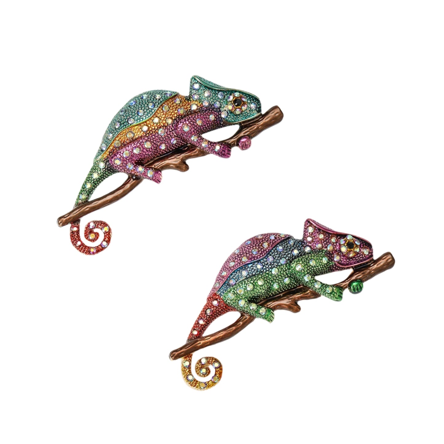 Rhinestone Chameleon Brooches Lizard Large Pin Backed Bright Colours for Clothing | Main Image | Asia Sell