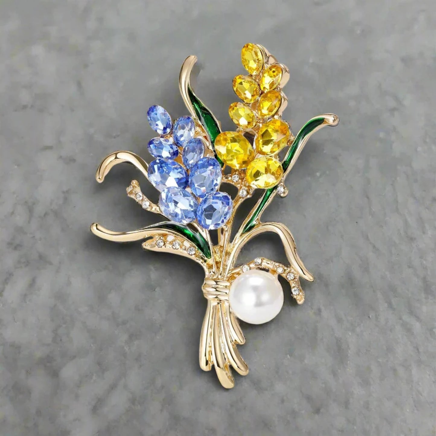 Rhinestone Ear of Wheat Brooches Plant Pin Backing for Clothing Yellow Blue 2 | Asia Sell