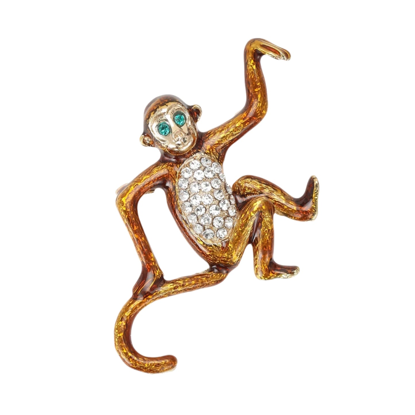 7.8cm Trendy Enamel Monkey Brooches Pin Backed for Women Unisex Animal Pins Casual Party Accessories Gifts