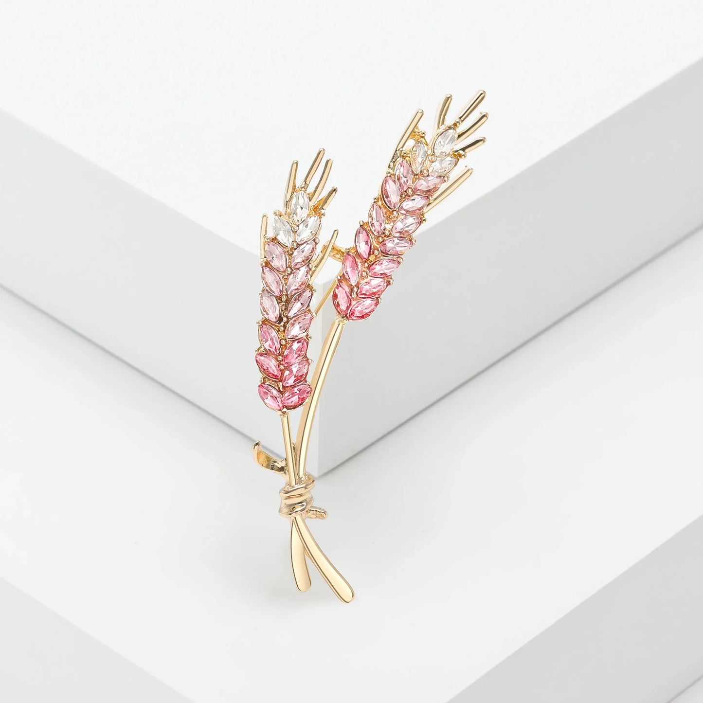 Rhinestone Ear of Wheat Brooches Plant Pin Backing for Clothing Yellow Blue