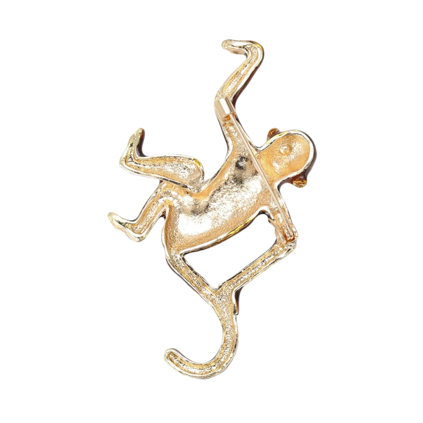 7.8cm Trendy Enamel Monkey Brooches Pin Backed for Women Unisex Animal Pins Casual Party Accessories Gifts