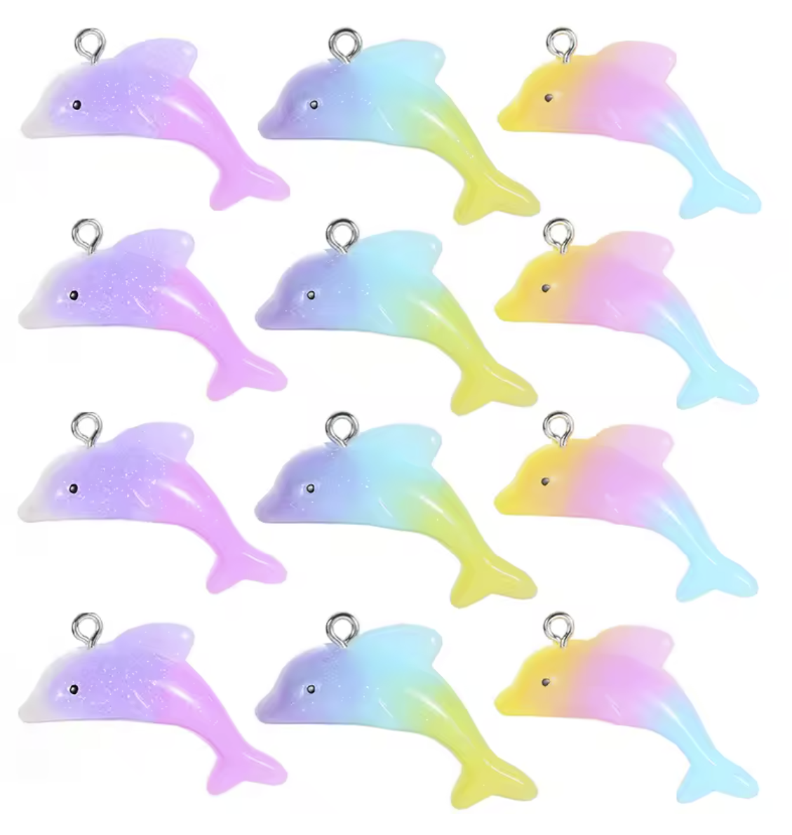 20pcs Gradient Coloured 33*17mm Dolphin Charms DIY Necklace Bracelet For Jewelry Making Accessories