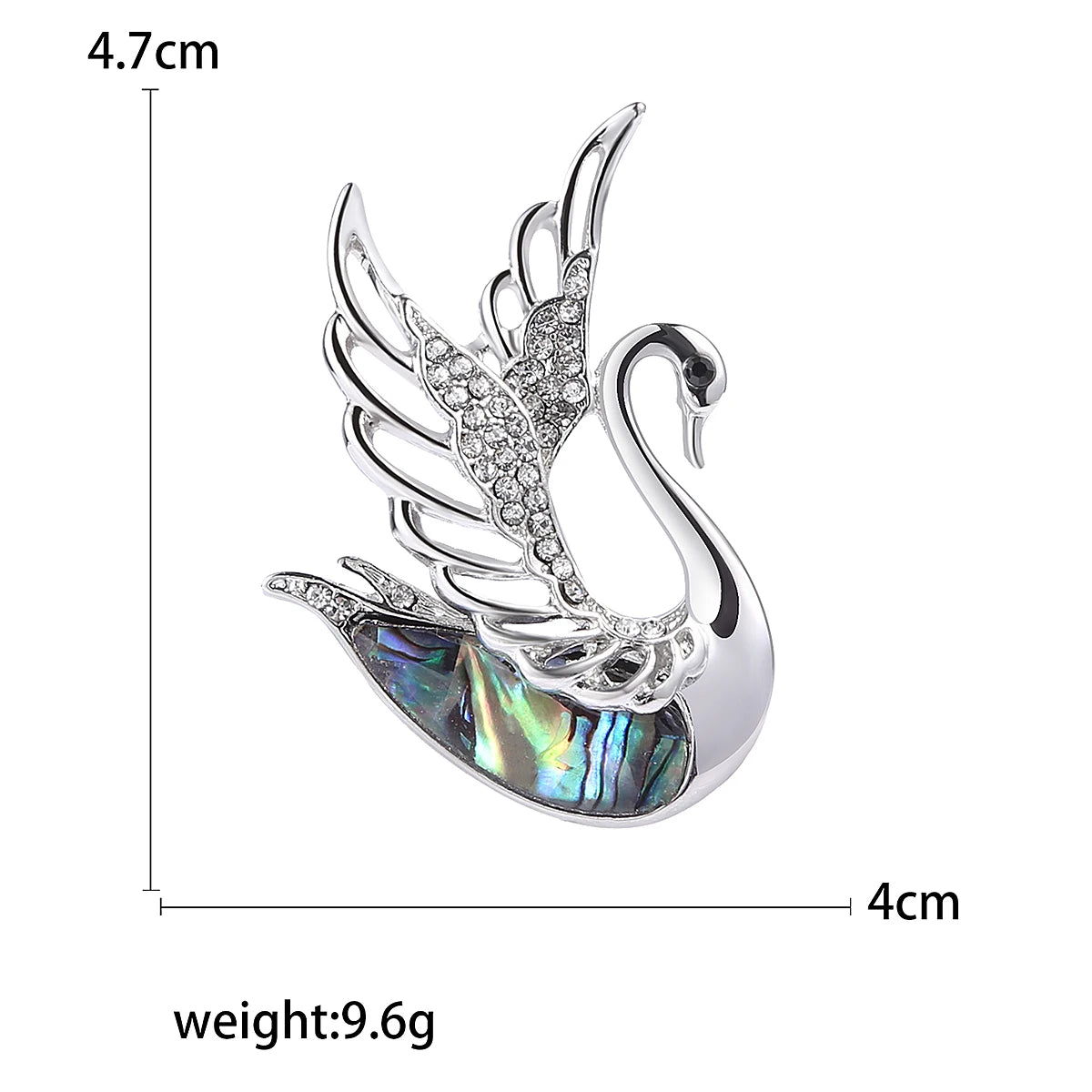 4.7cm Swan Brooch Unisex Animal Pin Backed Office Party Casual Accessory Gift Shiny