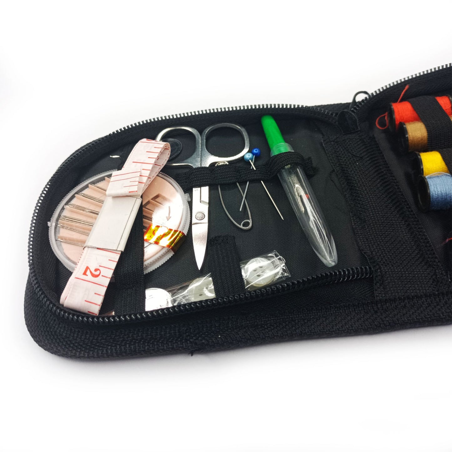 Sewing Tools Reels Reams Pins Thread Scissors Needles Travel Kit 10-Piece Set Kit | Left Side Closeup | Asia Sell