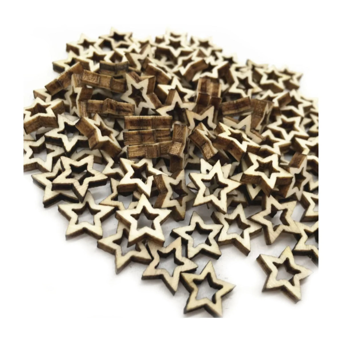 50/100pcs Wooden Stars Confetti 10-30mm Wood Crafts Decorations Centre-Removed