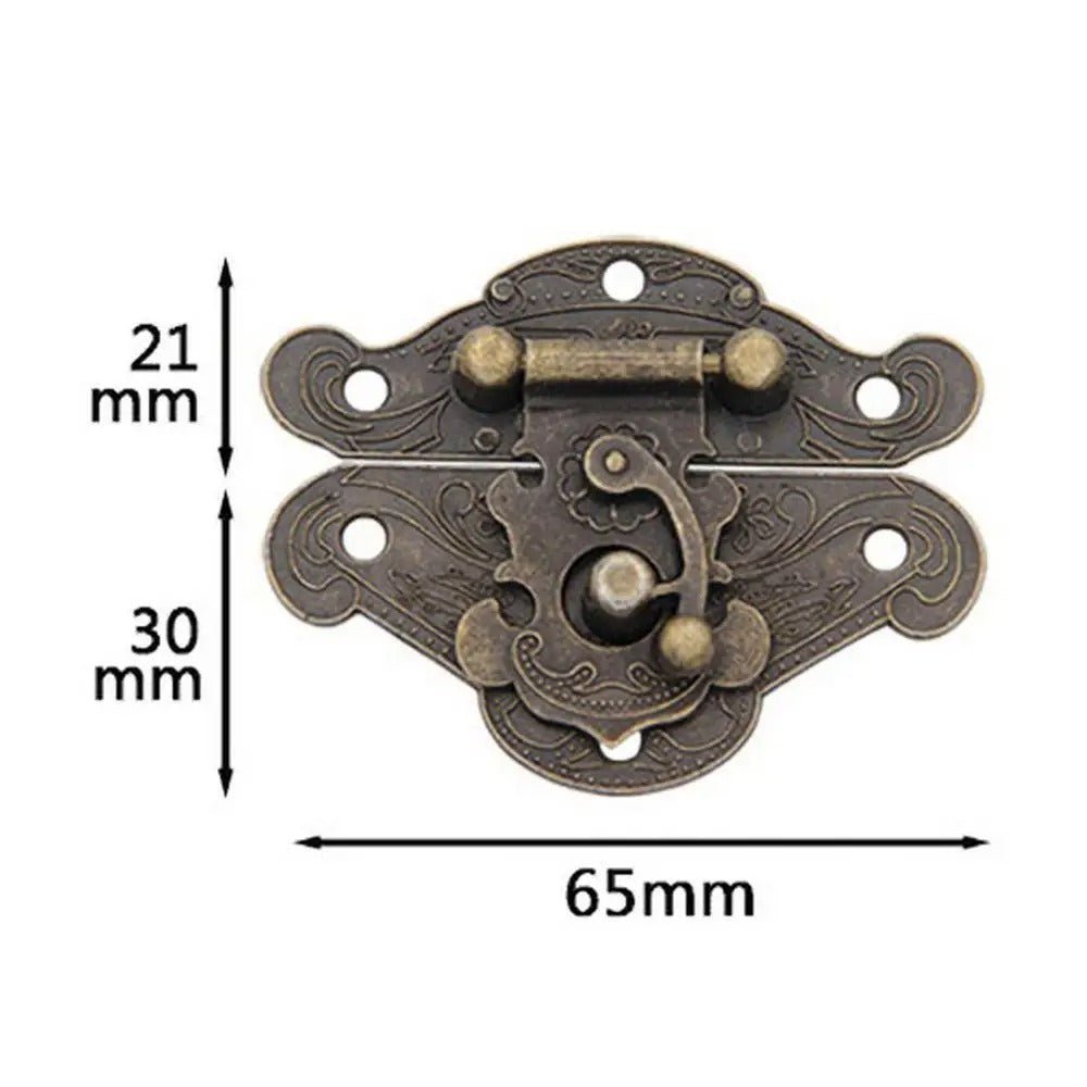 Antique Brass Colour Hasp Hinge Latch for Wooden Case Vintage Decorative Jewelry Gift Box Hook Furniture Buckle Lock - 21 x 30 x 65mm - Asia Sell