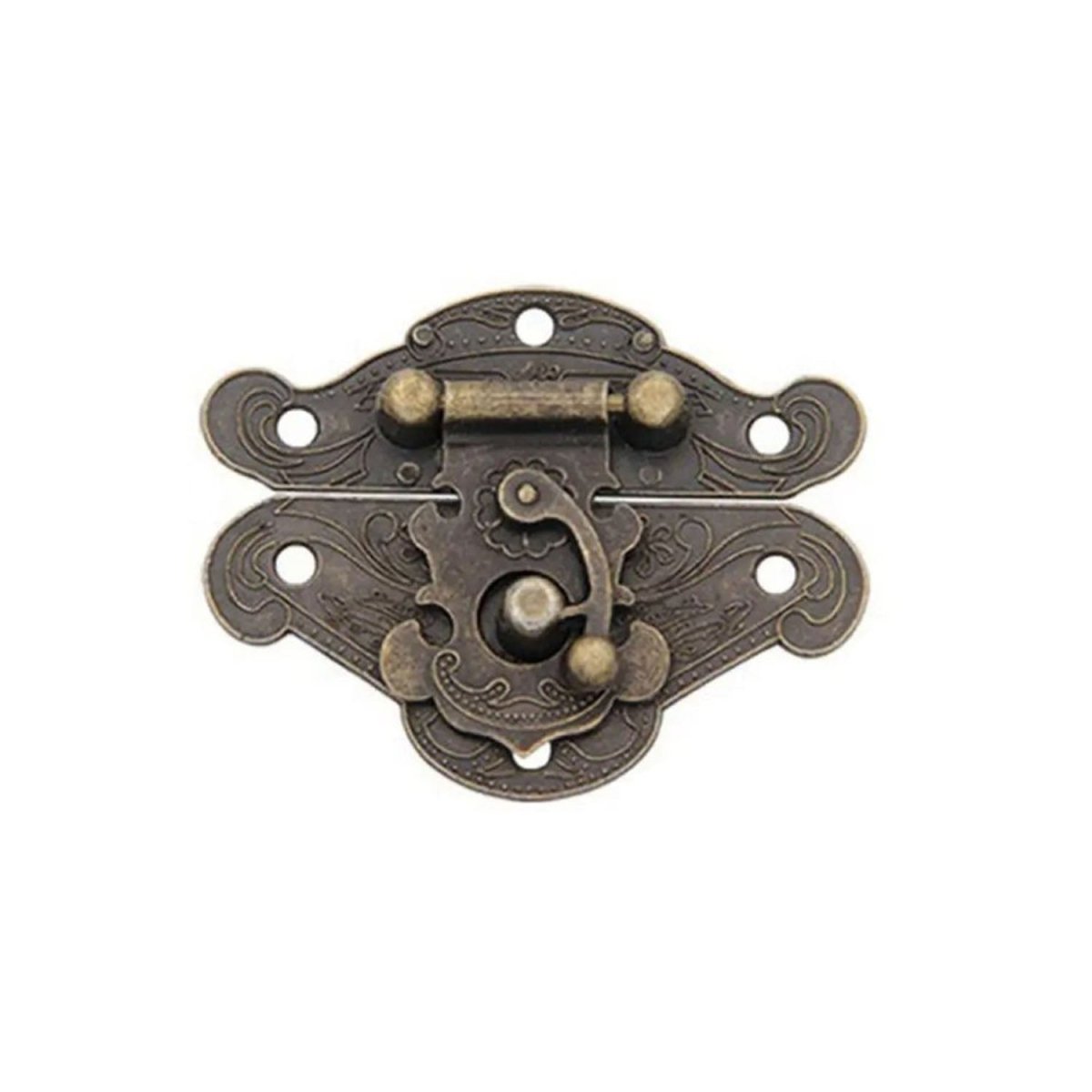 Antique Brass Colour Hasp Hinge Latch for Wooden Case Vintage Decorative Jewelry Gift Box Hook Furniture Buckle Lock - 21 x 30 x 65mm - Asia Sell
