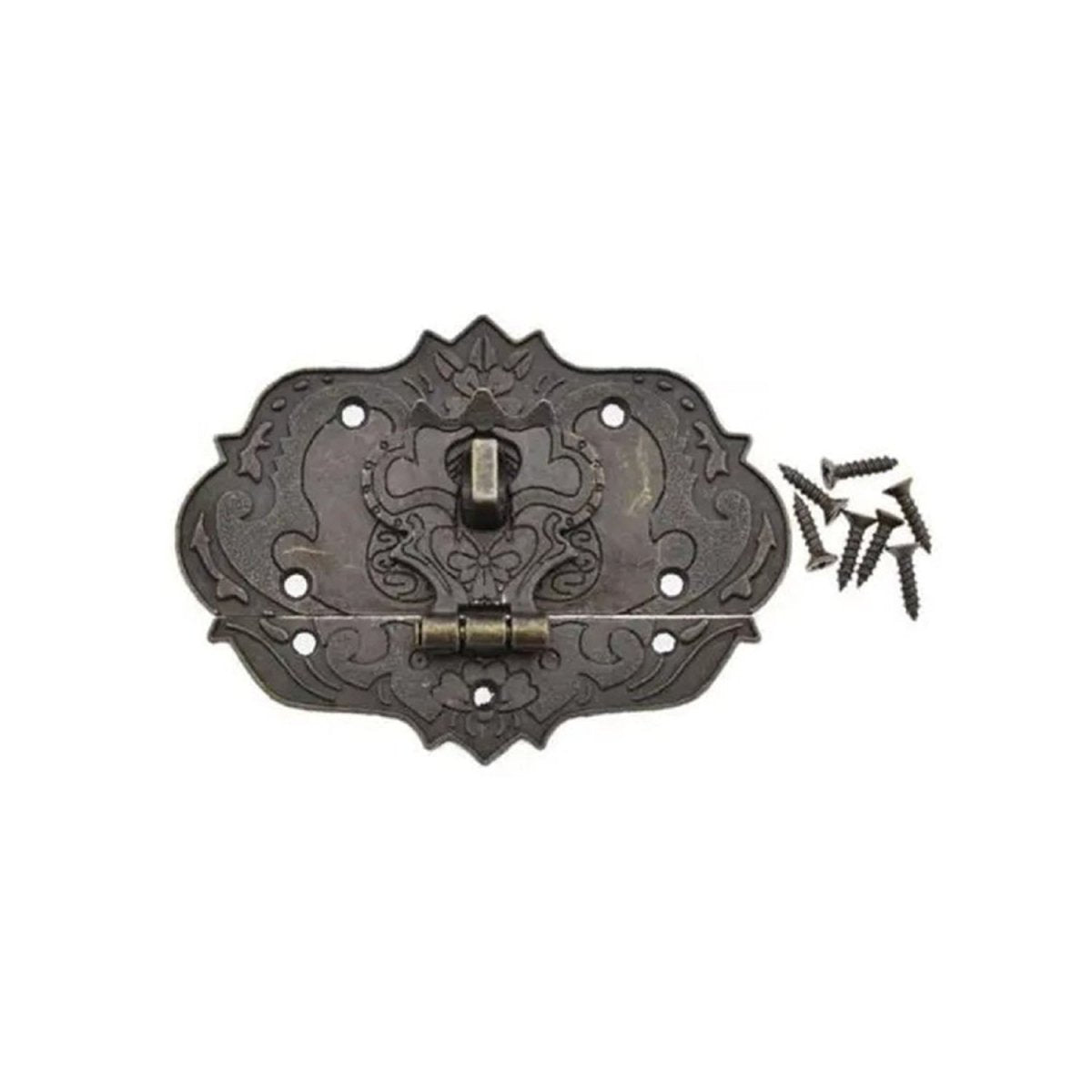 Antique Brass Colour Hasp Hinge Latch for Wooden Case Vintage Decorative Jewelry Gift Box Hook Furniture Buckle Lock - 37 x 18 x 75mm - Asia Sell