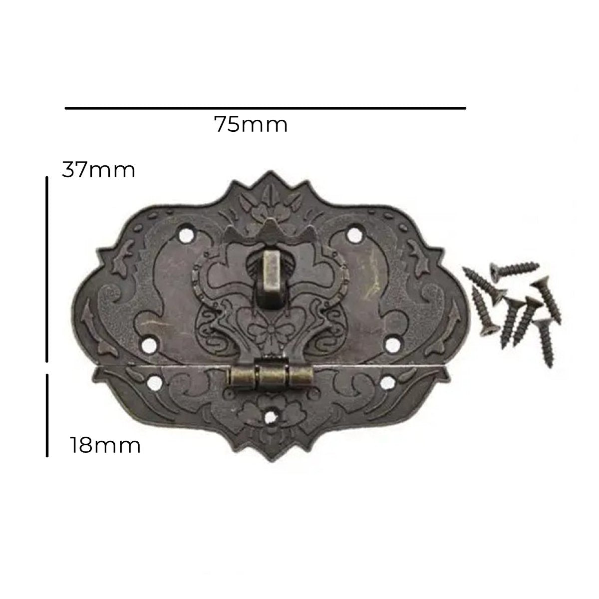 Antique Brass Colour Hasp Hinge Latch for Wooden Case Vintage Decorative Jewelry Gift Box Hook Furniture Buckle Lock - 37 x 18 x 75mm - Asia Sell