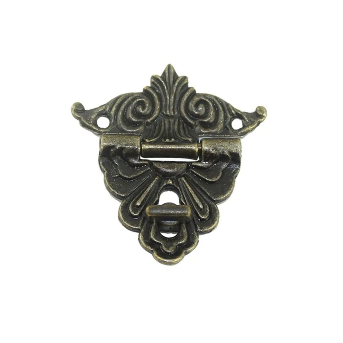 Antique Brass Colour Hasp Hinge Latch for Wooden Case Vintage Decorative Jewelry Gift Box Hook Furniture Buckle Lock - 45 x 48 x 23mm - Asia Sell