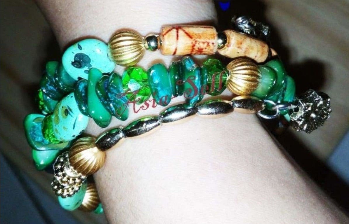 Beads Crystal Charms Bracelets Women Ethnic Imitation Artificial Stone Bangles - - Asia Sell