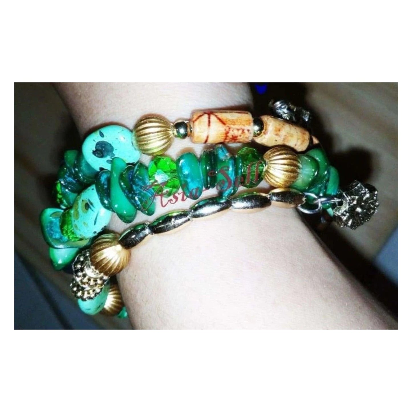 Beads Crystal Charms Bracelets Women Ethnic Imitation Artificial Stone Bangles - - Asia Sell