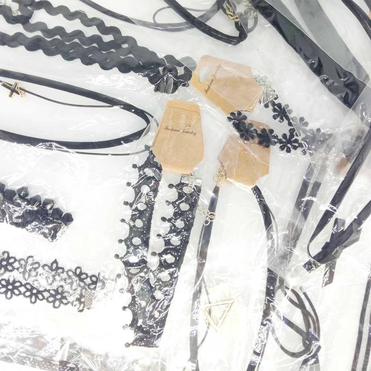 Black Velvet Neck Choker Necklace Band Vintage Bohemian Charm Set as Pictured - - Asia Sell