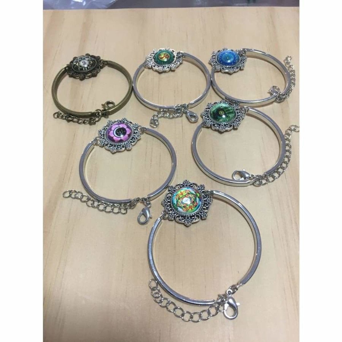Bracelet Armband Glass Cabochon Size 16mm Women Kids Fashion Om Mandala - Om Green - Asia Sell
