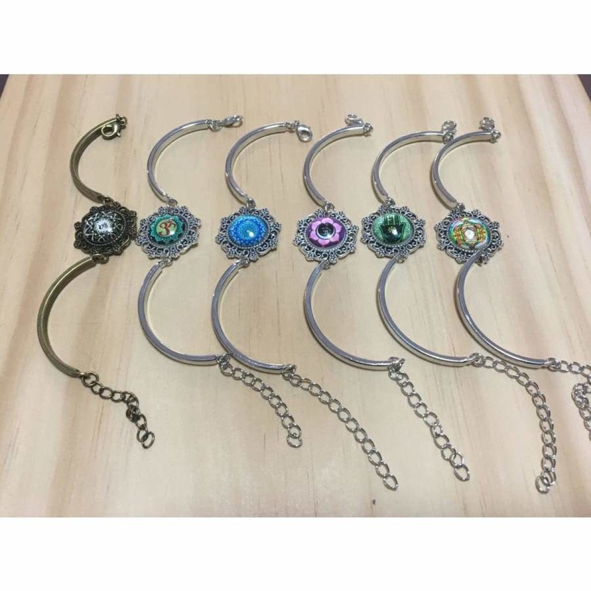 Bracelet Armband Glass Cabochon Size 16mm Women Kids Fashion Om Mandala - Om Green - Asia Sell