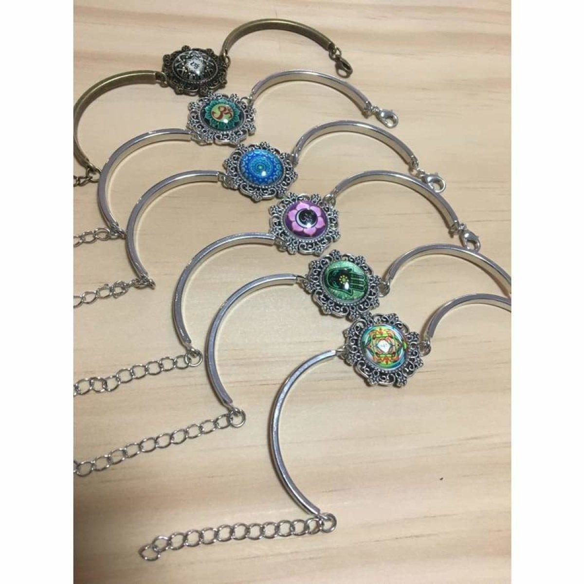 Bracelet Armband Glass Cabochon Size 16mm Women Kids Fashion Om Mandala - Om Green - Asia Sell