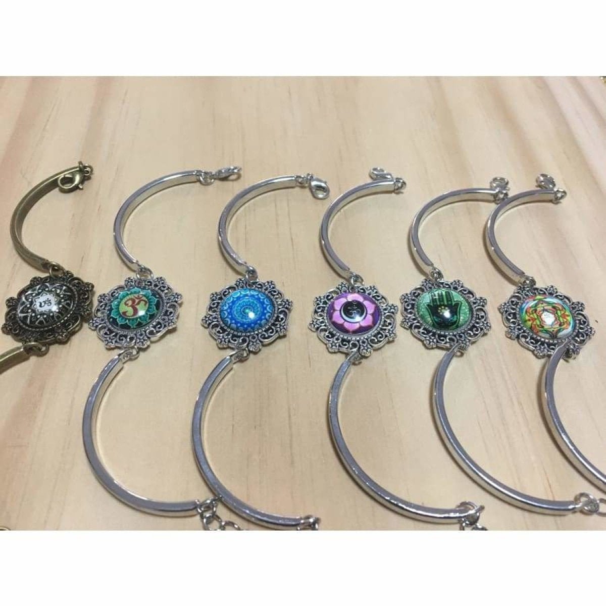 Bracelet Armband Glass Cabochon Size 16mm Women Kids Fashion Om Mandala - Om Green - Asia Sell