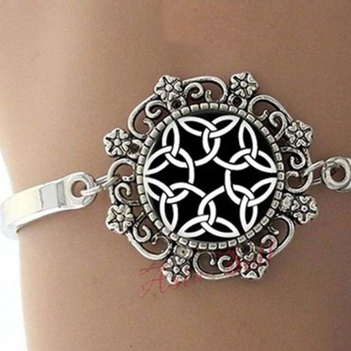 Bracelet Square Mandala Om Namaste Glass Meditation Yoga Jewellery Gift Bangle - - Asia Sell