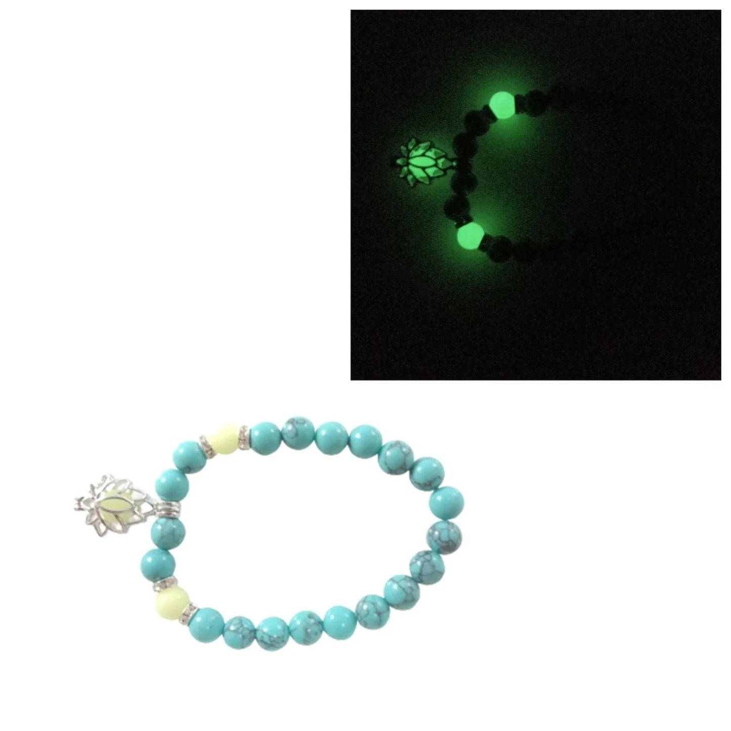 Bracelet Yoga Healing Luminous Glow In The Dark Bracelet Lotus Charm Beads Bracelet for Men Women Prayer Buddhism - Green Spheres Lantern 2 - Asia Sell