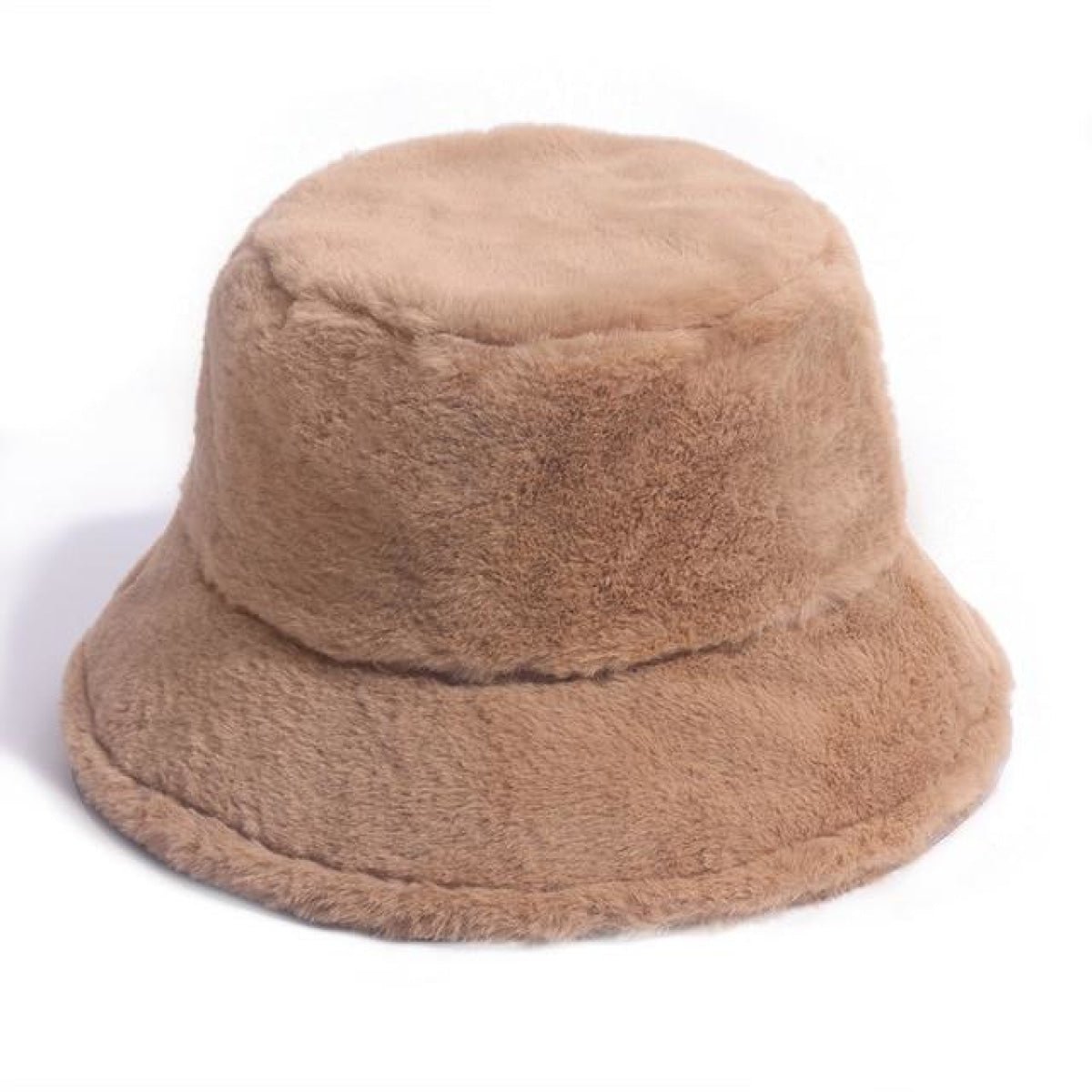 Bucket Hats Winter Soft Warm Adjustable Multicolour Rainbow Faux Fur Letter Pattern - Camel - Asia Sell