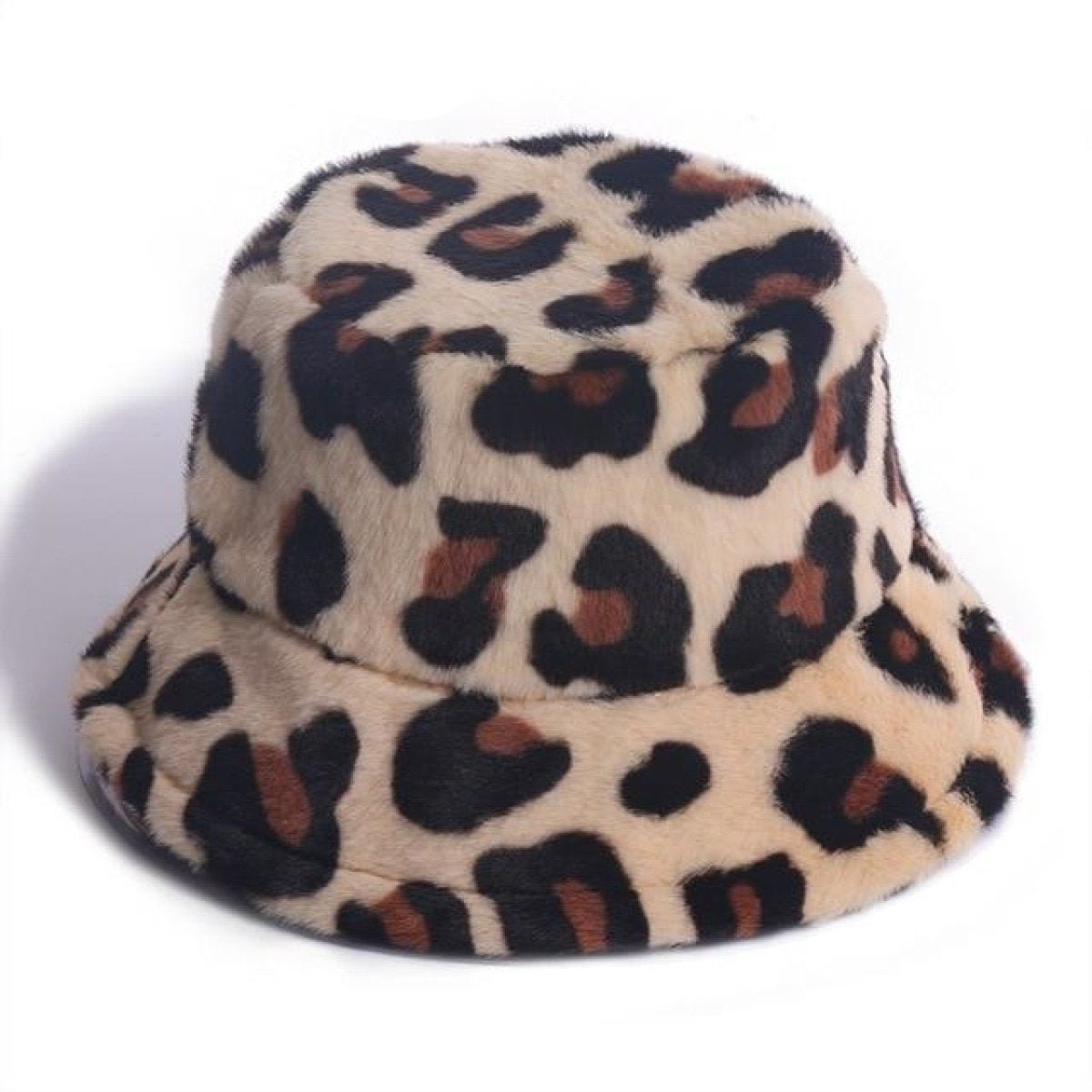 Bucket Hats Winter Soft Warm Adjustable Multicolour Rainbow Faux Fur Letter Pattern - Leopard - Asia Sell
