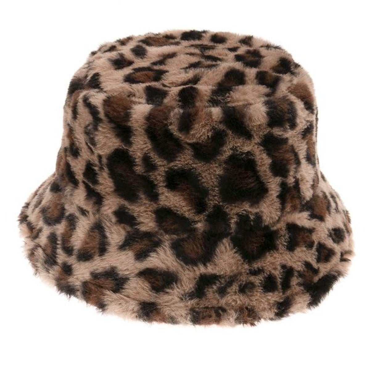 Bucket Hats Winter Soft Warm Adjustable Multicolour Rainbow Faux Fur Letter Pattern - Lepard 1 - Asia Sell