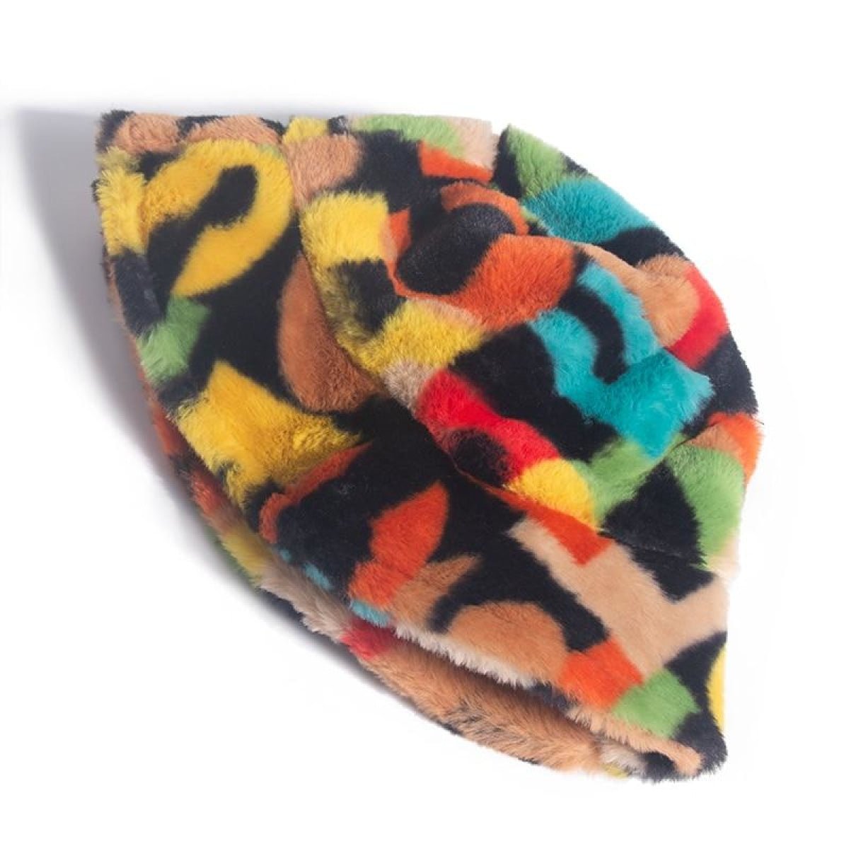 Bucket Hats Winter Soft Warm Adjustable Multicolour Rainbow Faux Fur Letter Pattern - Letter - Asia Sell
