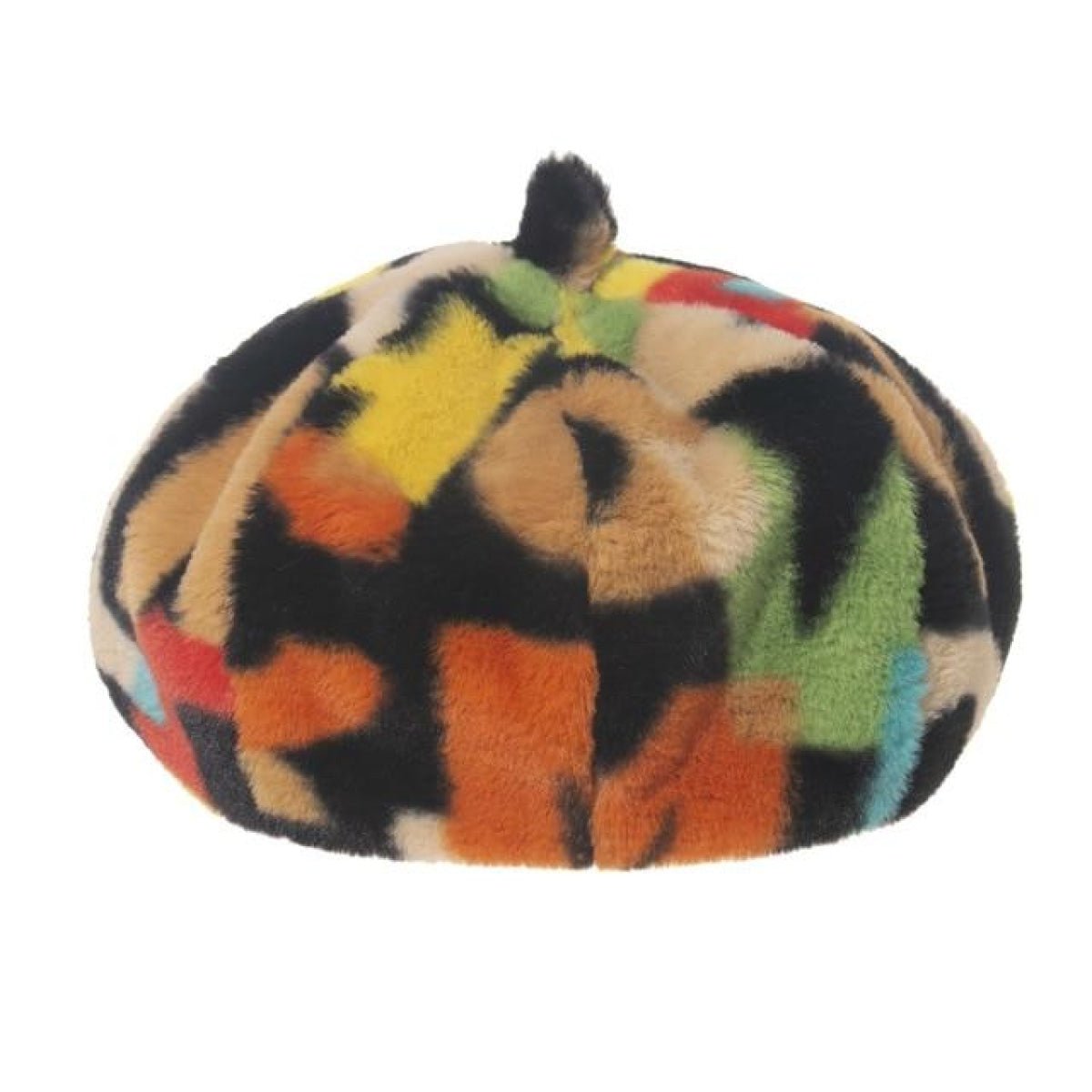 Bucket Hats Winter Soft Warm Adjustable Multicolour Rainbow Faux Fur Letter Pattern - Letter Berets - Asia Sell