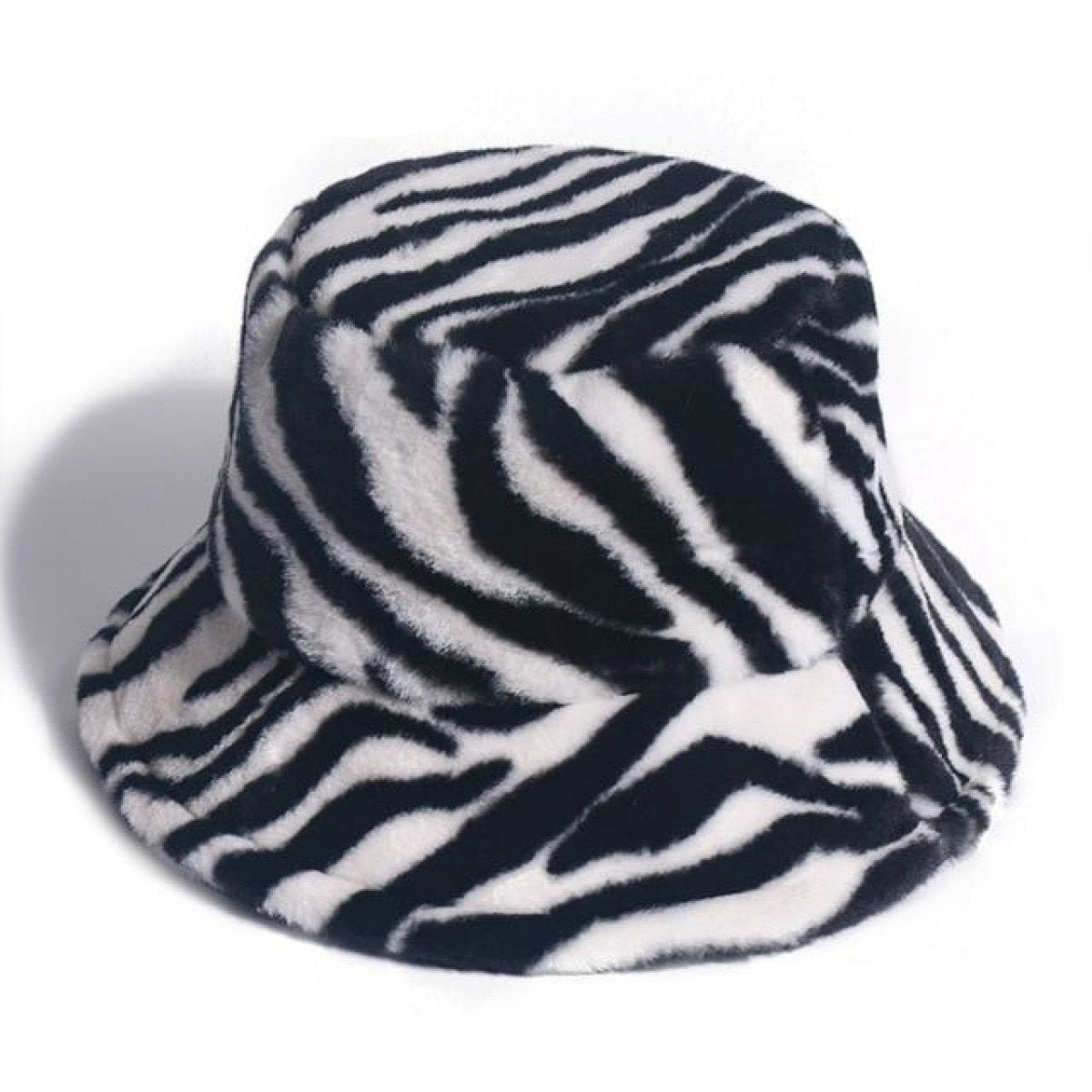 Bucket Hats Winter Soft Warm Adjustable Multicolour Rainbow Faux Fur Letter Pattern - Zebra - Asia Sell