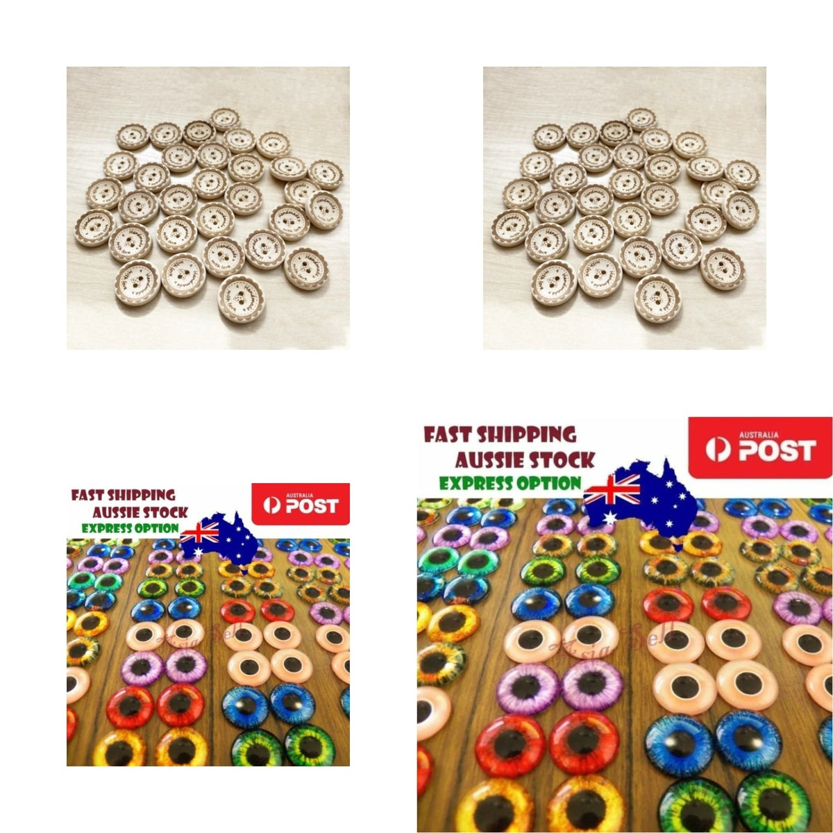 40-100pcs 20-30mm Wooden Buttons Handmade with Love Round Clothes Button — Mixed Set — CLOT1051-3A_LIN100zp20_VA6 40-100pcs 20-30mm Wooden Buttons Handmade with Love Round Clothes Button 20mm 100pcs; CLOT1051-3C_LIN40zp20_VA8 40-100pcs 20-30mm Wooden Buttons Handmade with Love Round Clothes Button 30mm 40pcs; EYGL1050_LIN20z88u0p20_PA7 20pcs 10mm Eyeballs Eye Balls Glass Dolls Eyes DIY Crafts - Asia Sell Default Title; EYGL1051-2_LIN20z19u1p20_PL0 20pcs 16mm Eyeballs Glass Dolls Eyes DIY Craft Cabochon Craf