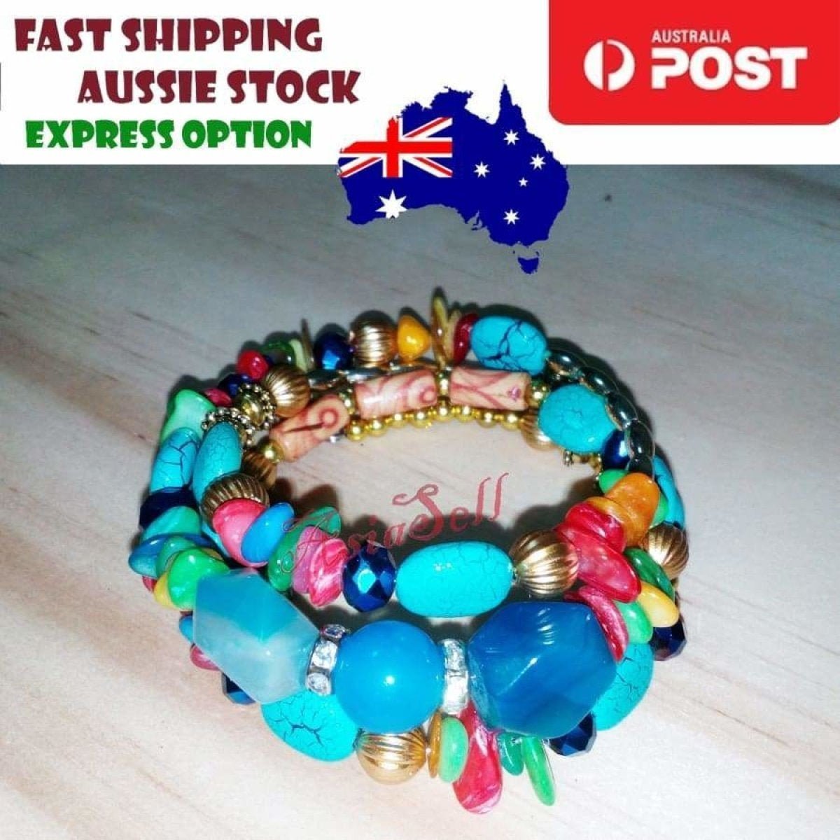 Charm Plastic Stones Bracelets Girls Trendy Multilayer Gem Bangles Lady Jewelry - A - Asia Sell