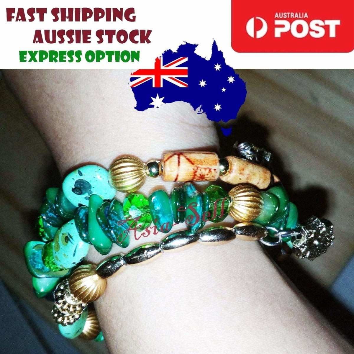 Charm Plastic Stones Bracelets Girls Trendy Multilayer Gem Bangles Lady Jewelry - A - Asia Sell