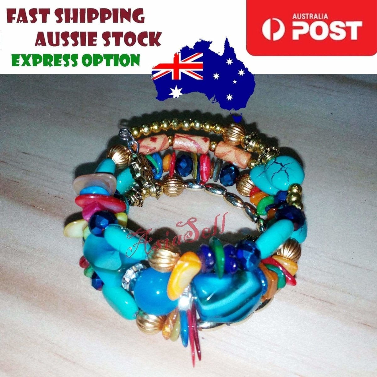 Charm Plastic Stones Bracelets Girls Trendy Multilayer Gem Bangles Lady Jewelry - A - Asia Sell