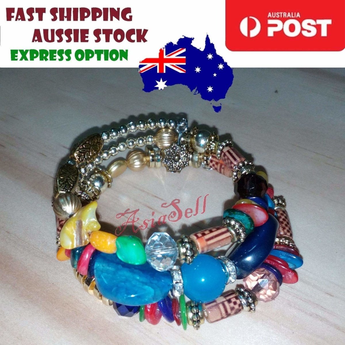 Charm Plastic Stones Bracelets Girls Trendy Multilayer Gem Bangles Lady Jewelry - B - Asia Sell