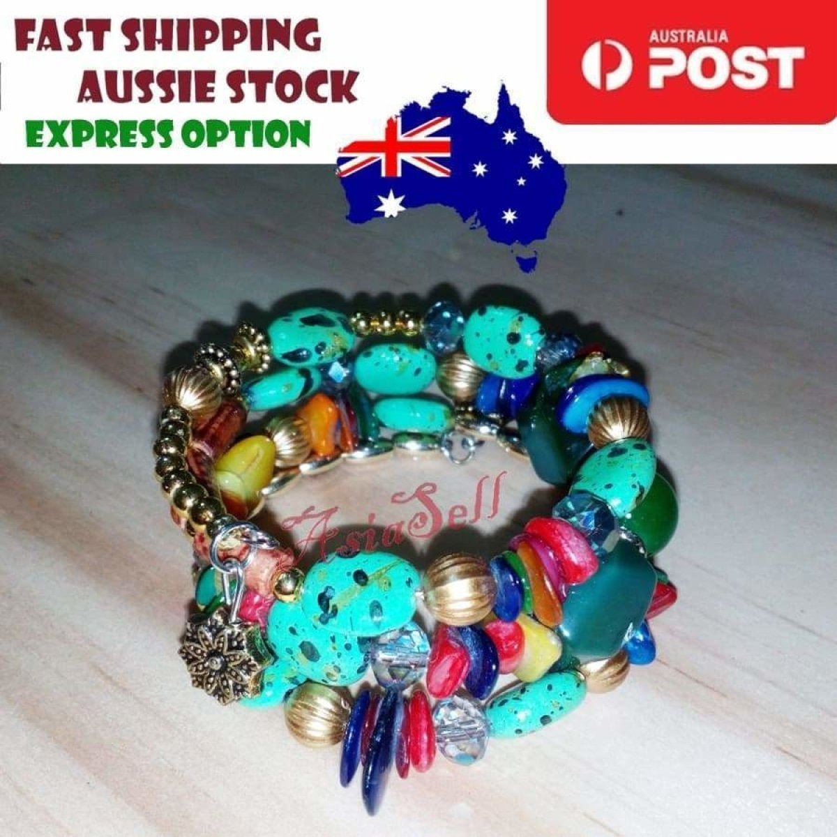 Charm Plastic Stones Bracelets Girls Trendy Multilayer Gem Bangles Lady Jewelry - C - Asia Sell
