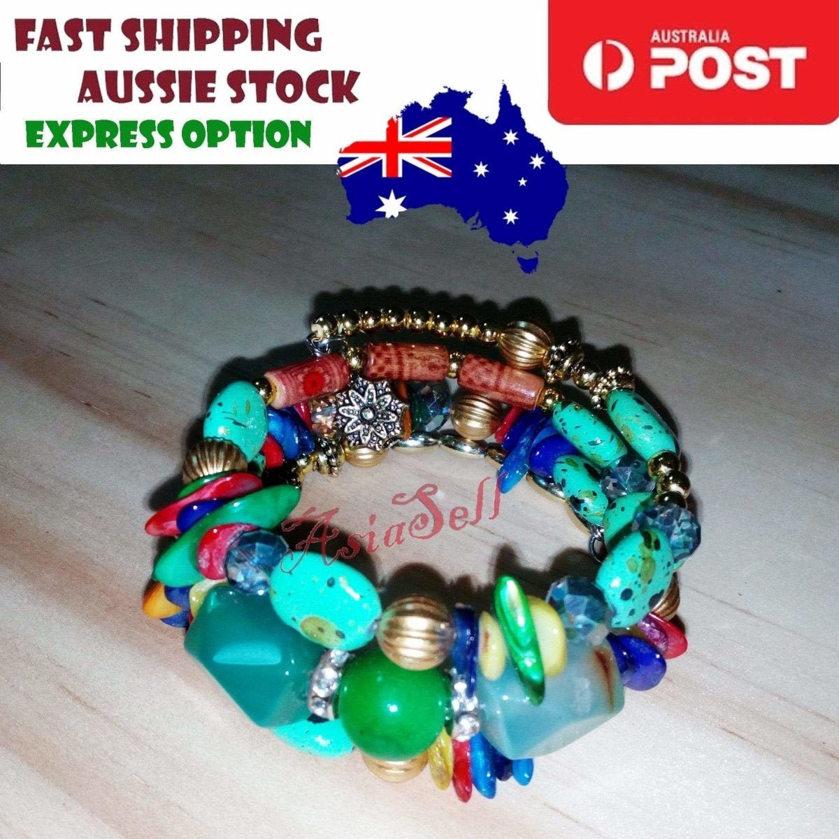 Charm Plastic Stones Bracelets Girls Trendy Multilayer Gem Bangles Lady Jewelry - D - Asia Sell