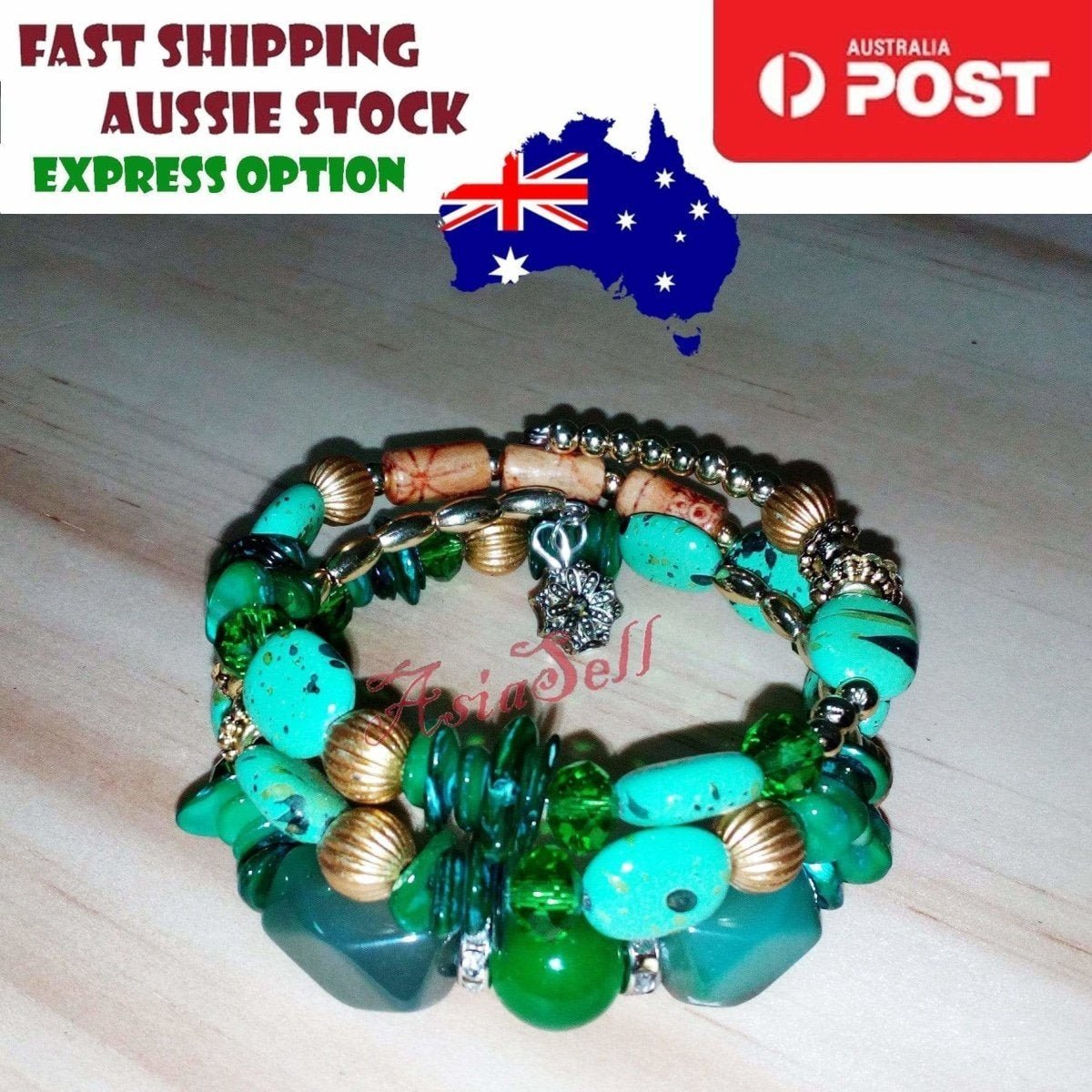 Charm Plastic Stones Bracelets Girls Trendy Multilayer Gem Bangles Lady Jewelry - F - Asia Sell