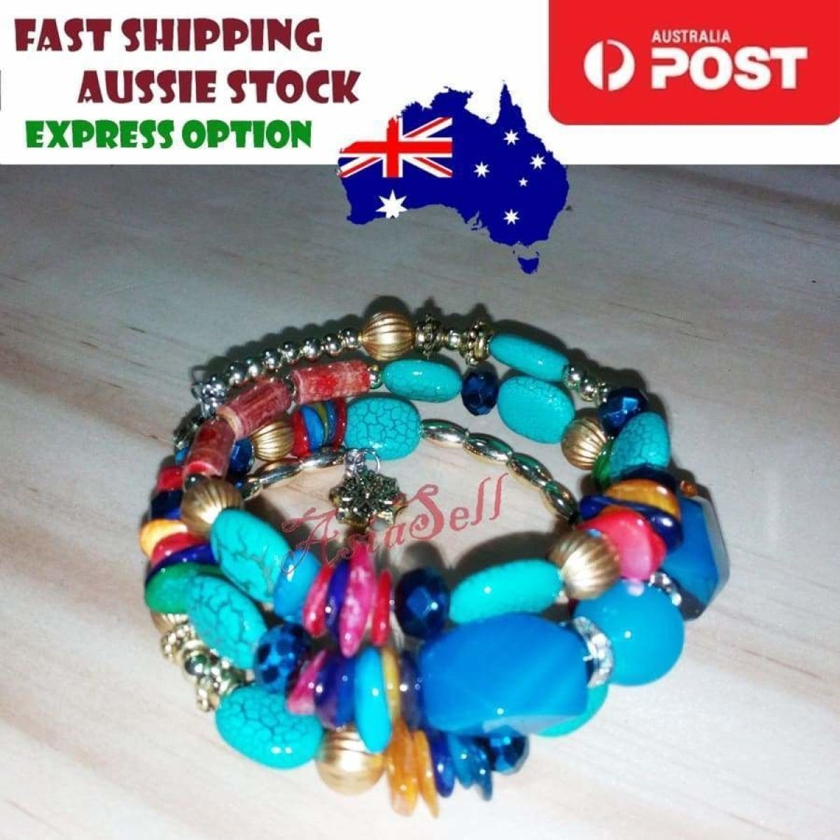 Charm Plastic Stones Bracelets Girls Trendy Multilayer Gem Bangles Lady Jewelry - G - Asia Sell