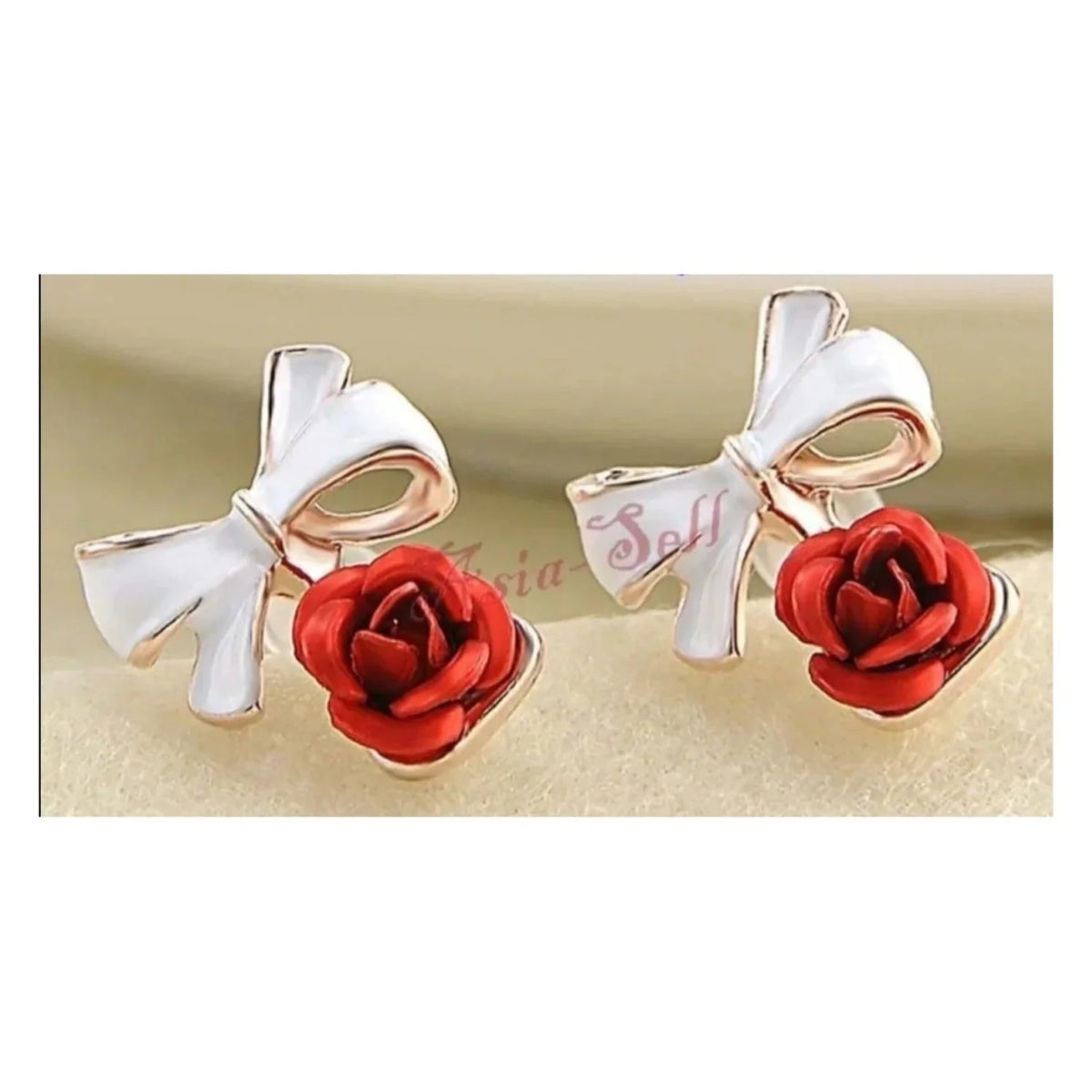 Charming Rose Flower Ear Studs Bowknot Earrings Jewelry Fashion Gift Earring - - Asia Sell