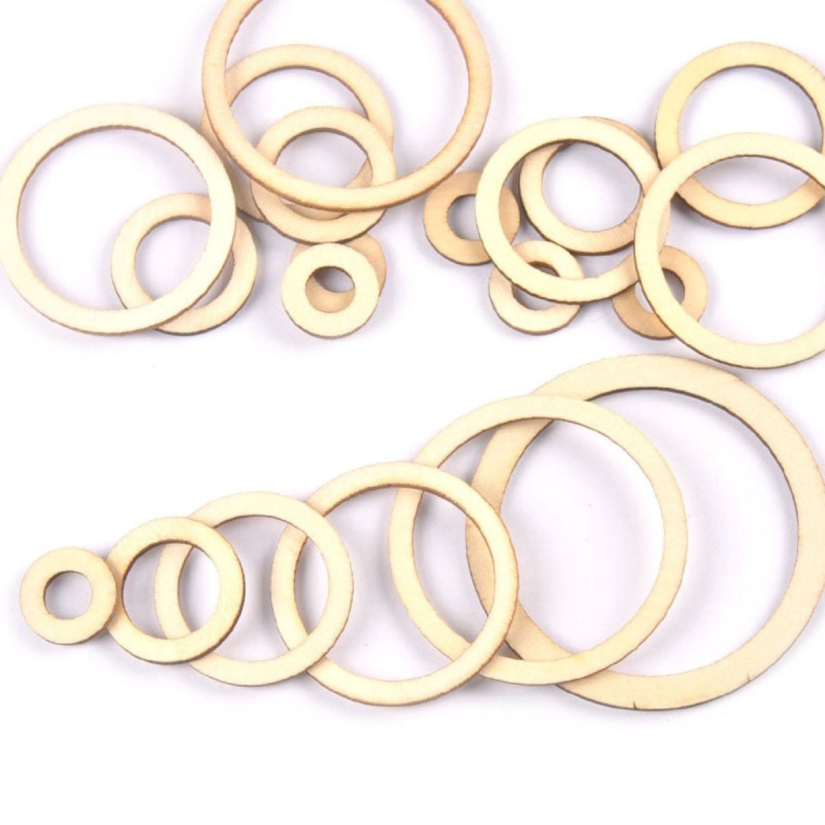 Circles/Rings Wooden Crafts For DIY Scrapbook Natural Wooden Ornaments Home Decor Handicraft Embellishment 20/30/40/50/60/75mm - - Asia Sell