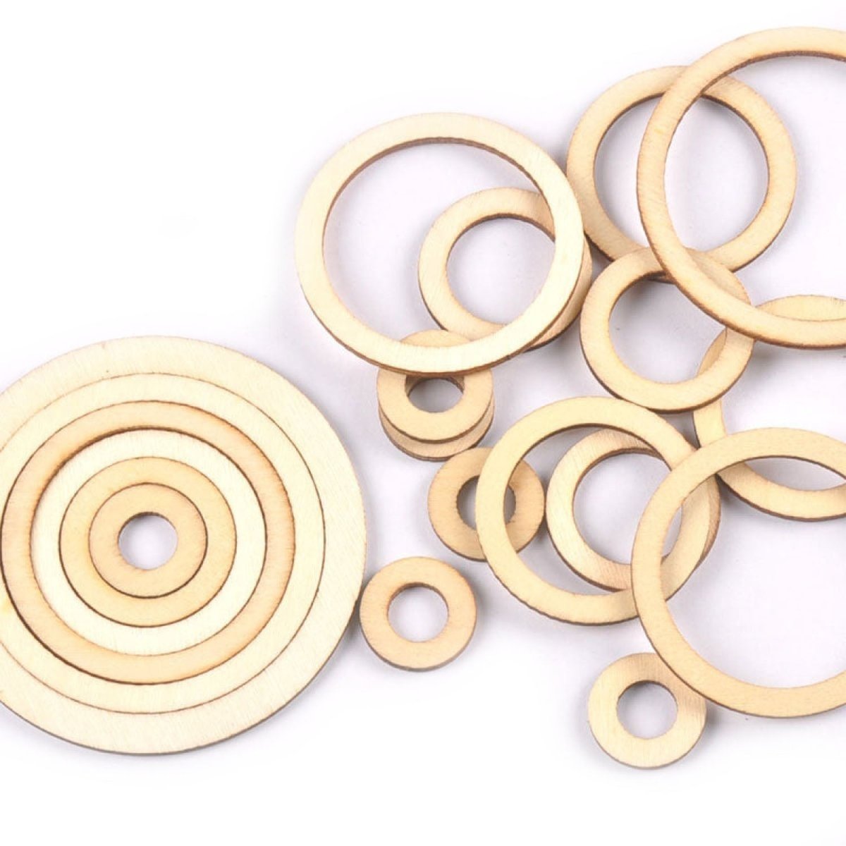 Circles/Rings Wooden Crafts For DIY Scrapbook Natural Wooden Ornaments Home Decor Handicraft Embellishment 20/30/40/50/60/75mm - - Asia Sell